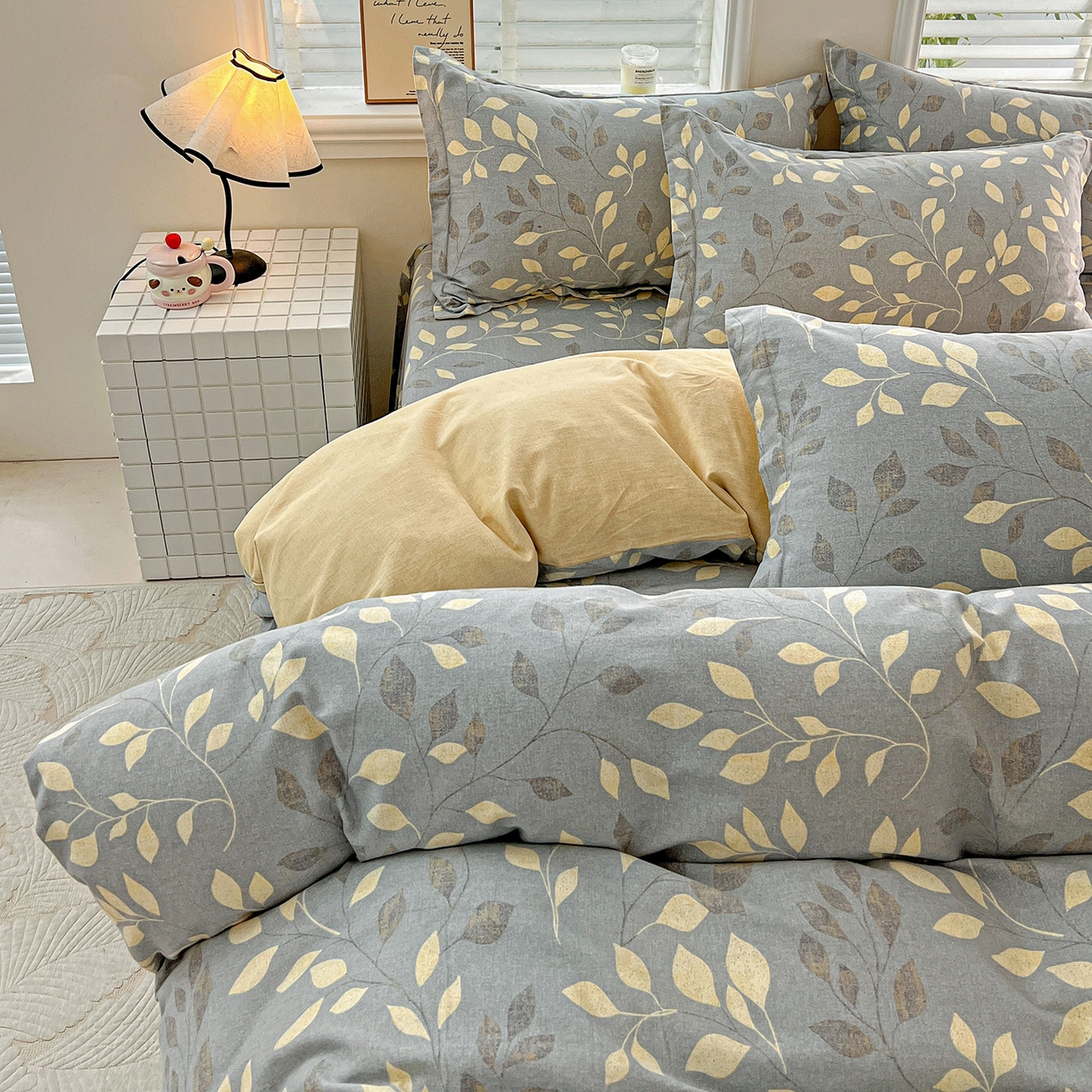 91家纺网 家纺一手货源 找家纺 依庭 2025新款高克重全棉纯棉磨毛印花四件套 灼华