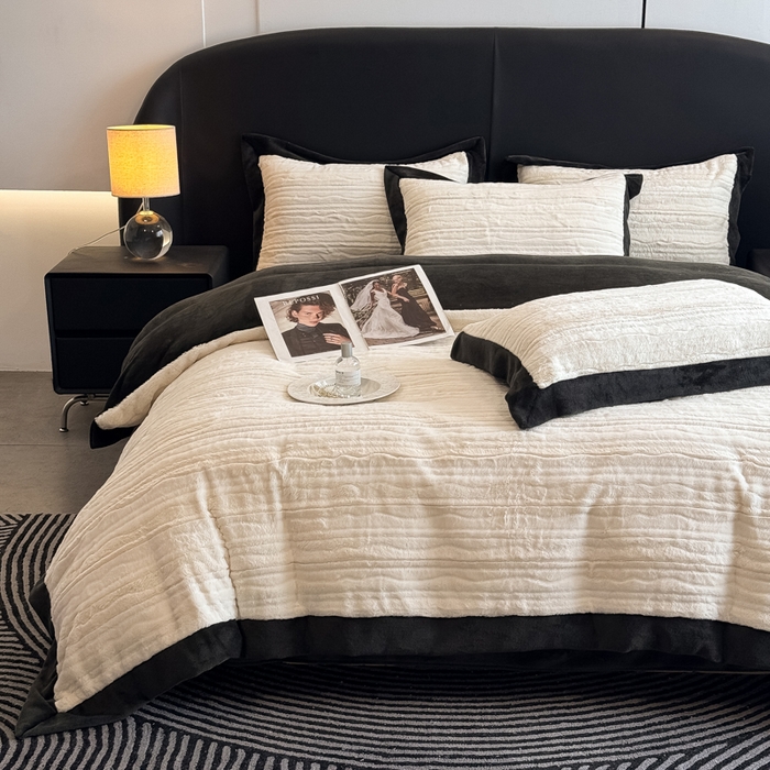 （总）九花鹿 2025新款380克宽边丹麦皮草绒四件套-波纹系列