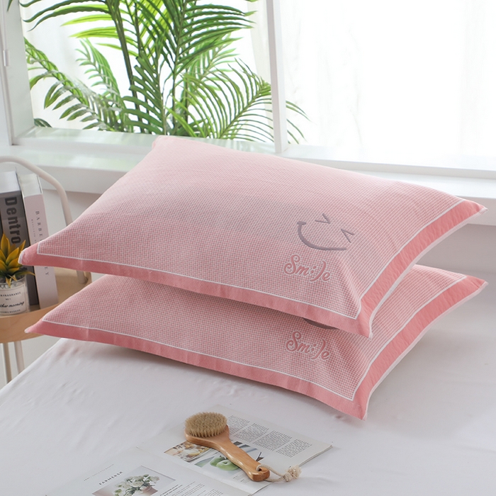 91家纺网 家纺一手货源 找家纺 娇兰毛巾 2025新款7A抗菌全棉A类加厚纱布枕巾双绑带枕巾 乐-粉