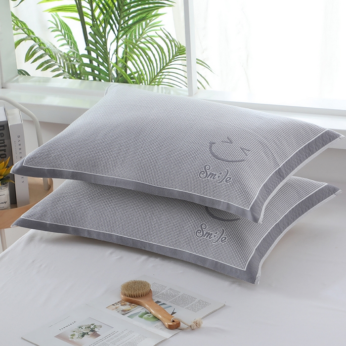 91家纺网 家纺一手货源 找家纺 娇兰毛巾 2025新款7A抗菌全棉A类加厚纱布枕巾双绑带枕巾 乐-灰