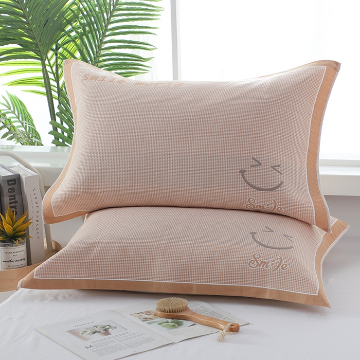 91家纺网 家纺一手货源 找家纺 娇兰毛巾 2025新款7A抗菌全棉A类加厚纱布枕巾双绑带枕巾 乐-黄