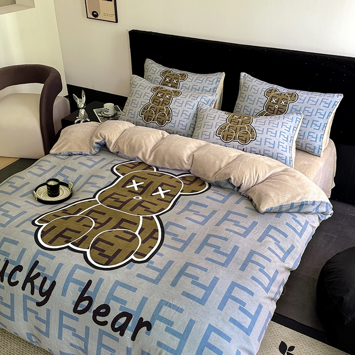 91家纺网 家纺一手货源 找家纺 摩卡（乐趣） 2025新款牛奶绒大版数码印花四件套 咔芬