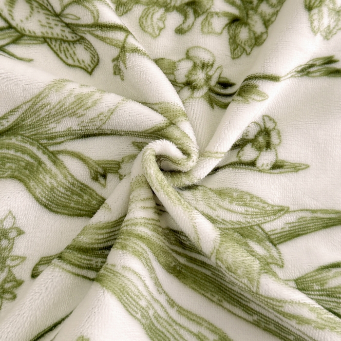 91家纺网 家纺一手货源 找家纺 诺梵2025新款牛8斤奶绒印花包边四件套铃兰花香-绿