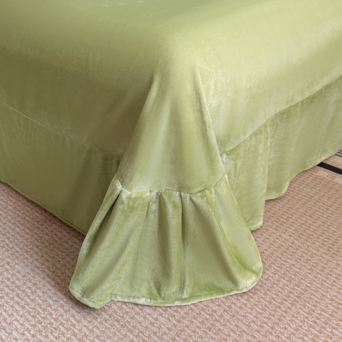 91家纺网 家纺一手货源 找家纺 诺梵2025新款牛8斤奶绒印花包边四件套铃兰花香-绿