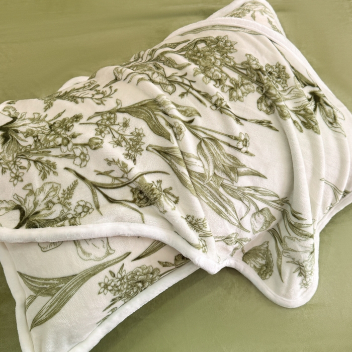 91家纺网 家纺一手货源 找家纺 诺梵2025新款牛8斤奶绒印花包边四件套铃兰花香-绿