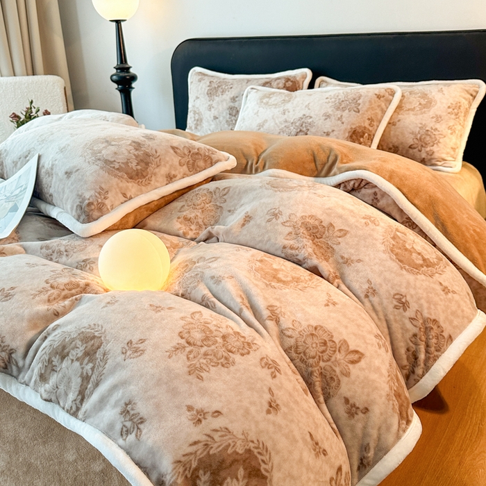 诺梵2025新款牛8斤奶绒印花包边四件套伊芙琳