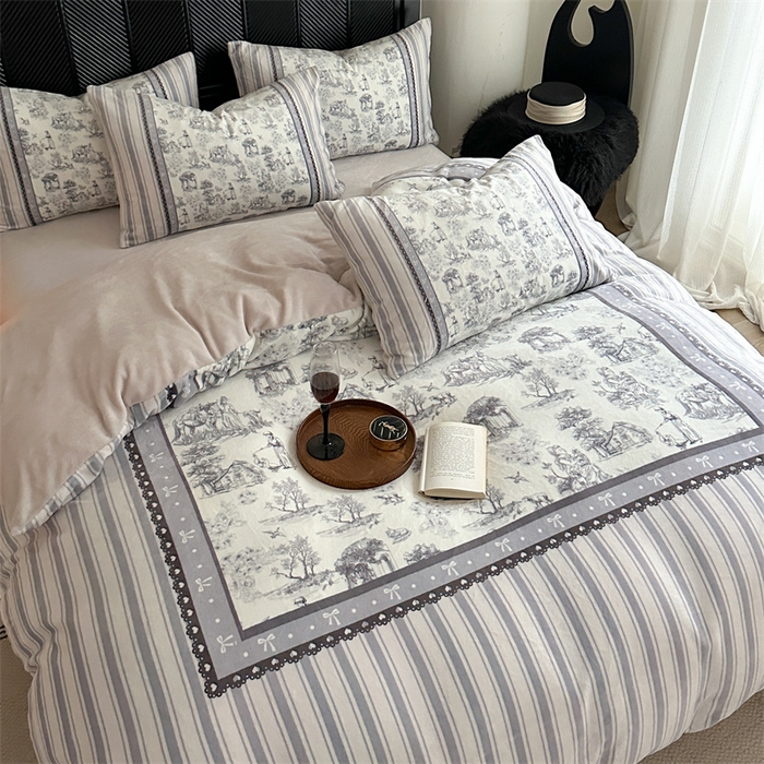 91家纺网 家纺一手货源 找家纺 （总）Sweet dreams甜梦 2025新款全消光数码印花加厚复古碎花牛奶绒四件套-实拍图