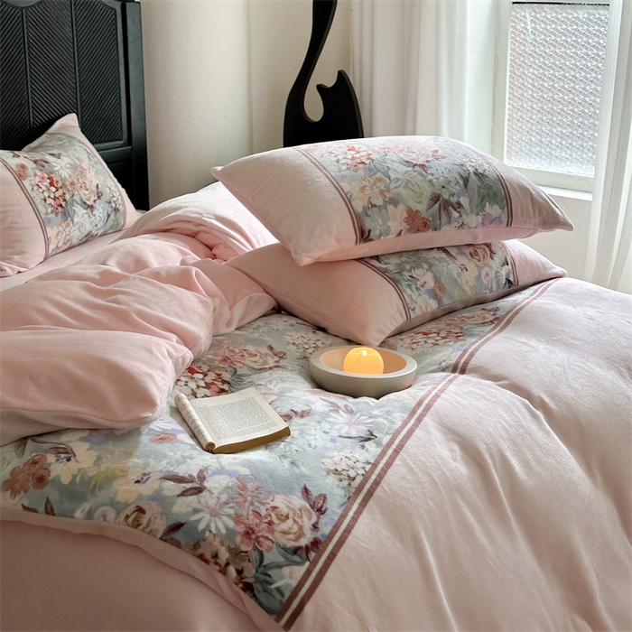 91家纺网 家纺一手货源 找家纺 （总）Sweet dreams甜梦 2025新款全消光数码印花加厚复古碎花牛奶绒四件套-实拍图