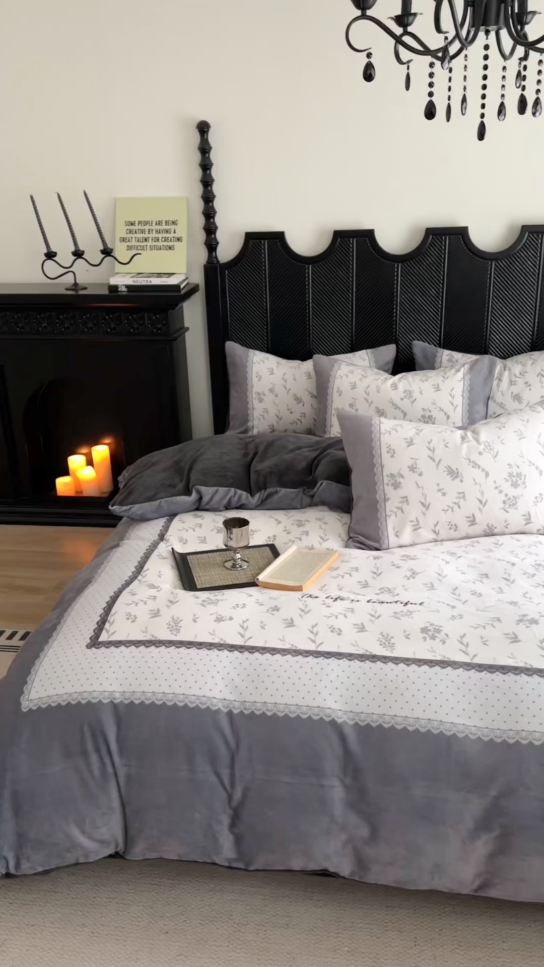 91家纺网 家纺一手货源 找家纺 Sweet dreams甜梦 2025新款全消光数码印花加厚复古碎花牛奶绒四件套-实拍图 茶白