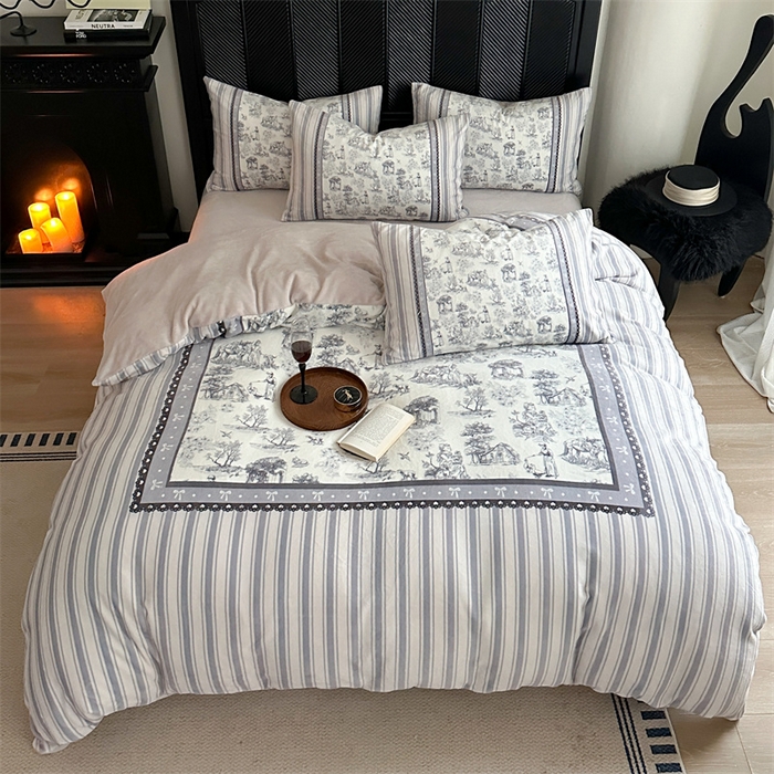 91家纺网 家纺一手货源 找家纺 Sweet dreams甜梦 2025新款全消光数码印花加厚复古碎花牛奶绒四件套-实拍图 莱茵