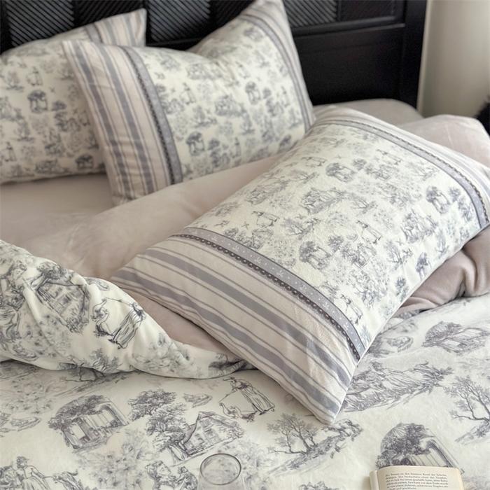 91家纺网 家纺一手货源 找家纺 Sweet dreams甜梦 2025新款全消光数码印花加厚复古碎花牛奶绒四件套-实拍图 莱茵