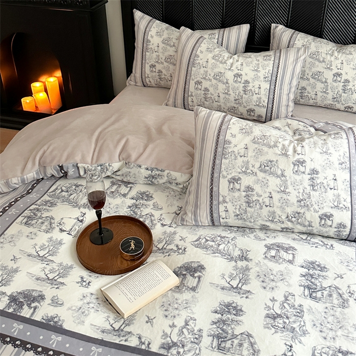 91家纺网 家纺一手货源 找家纺 Sweet dreams甜梦 2025新款全消光数码印花加厚复古碎花牛奶绒四件套-实拍图 莱茵