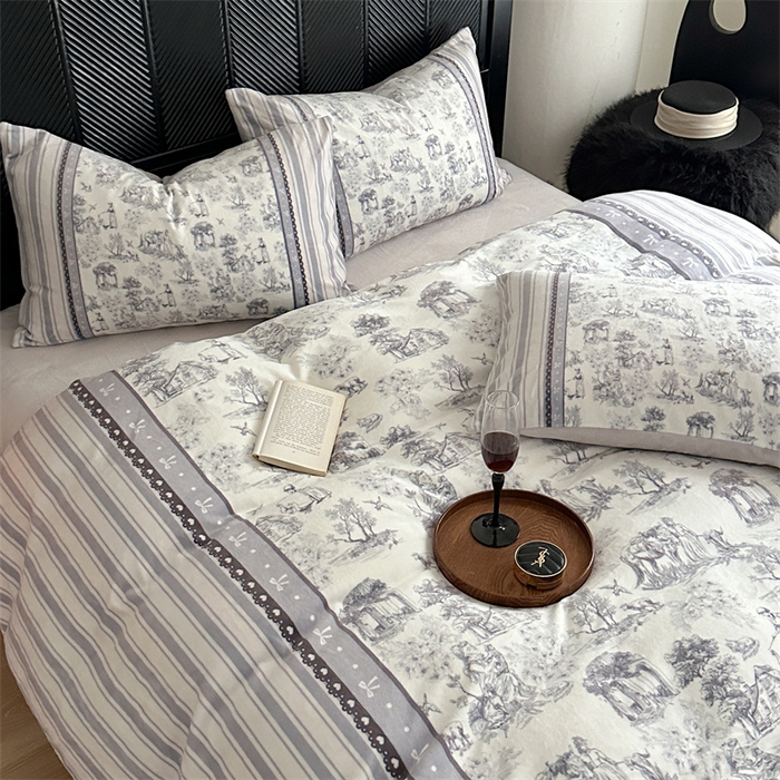 91家纺网 家纺一手货源 找家纺 Sweet dreams甜梦 2025新款全消光数码印花加厚复古碎花牛奶绒四件套-实拍图 莱茵