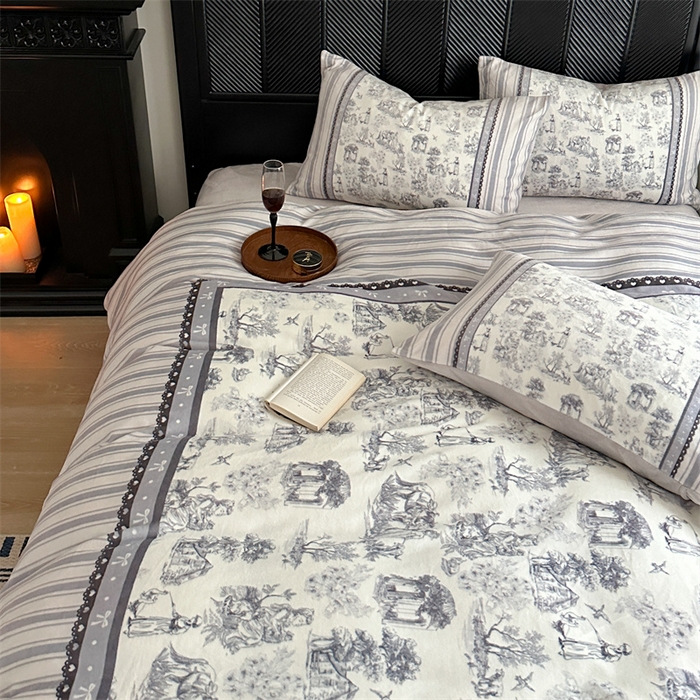 91家纺网 家纺一手货源 找家纺 Sweet dreams甜梦 2025新款全消光数码印花加厚复古碎花牛奶绒四件套-实拍图 莱茵