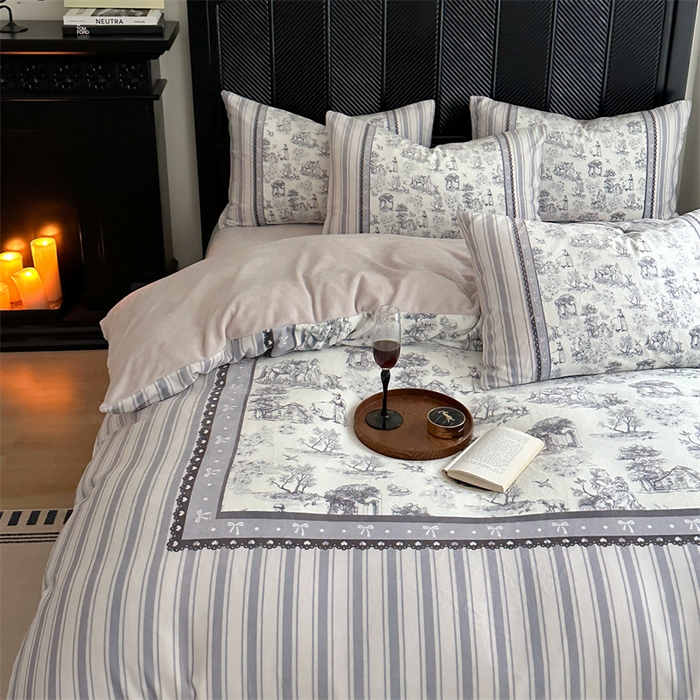 91家纺网 家纺一手货源 找家纺 Sweet dreams甜梦 2025新款全消光数码印花加厚复古碎花牛奶绒四件套-实拍图 莱茵