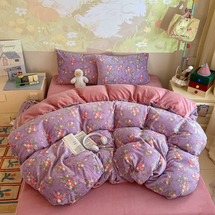 暖伊家居 2025牛奶绒小布袋四件套 罗兰雨