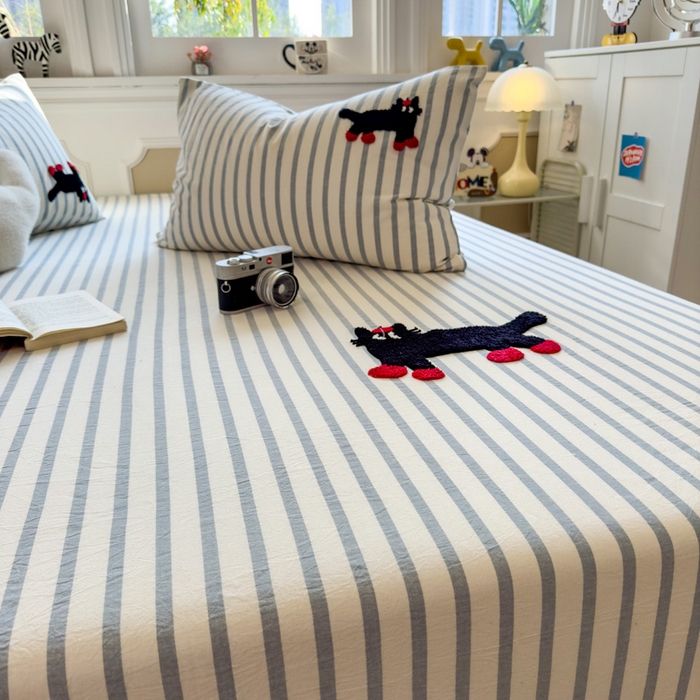 91家纺网 家纺一手货源 找家纺 席世家 2025新款全棉纯棉水洗棉床笠单床笠 水洗棉-小黑猫