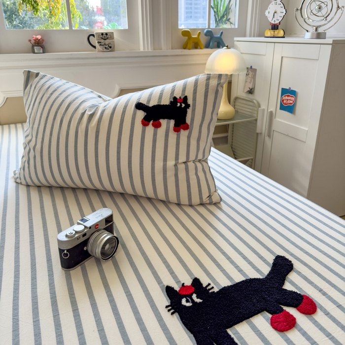 91家纺网 家纺一手货源 找家纺 席世家 2025新款全棉纯棉水洗棉床笠单床笠 水洗棉-小黑猫