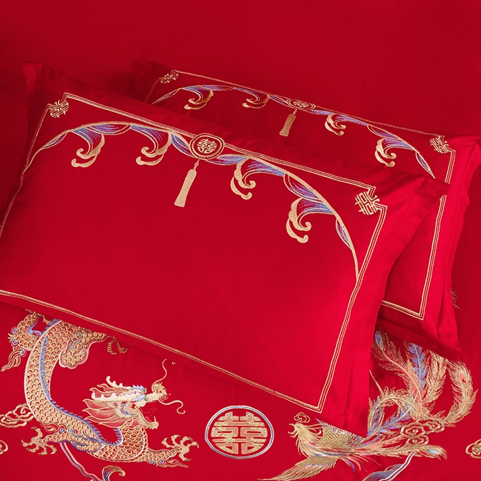 91家纺网 家纺一手货源 找家纺 （总）梵克保罗 2025秋冬新款全棉绣花婚庆四件套六件套靠垫