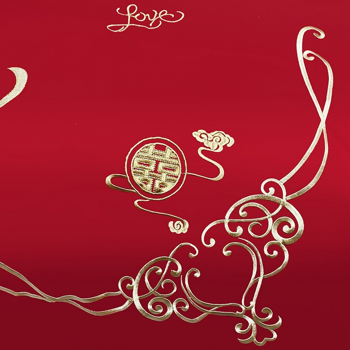 91家纺网 家纺一手货源 找家纺 梵克保罗 2025秋冬新款全棉绣花婚庆四件套六件套靠垫 棉我们结婚吧