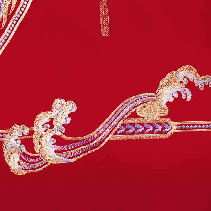 91家纺网 家纺一手货源 找家纺 梵克保罗 2025秋冬新款全棉绣花婚庆四件套六件套靠垫 棉龙凤千禧