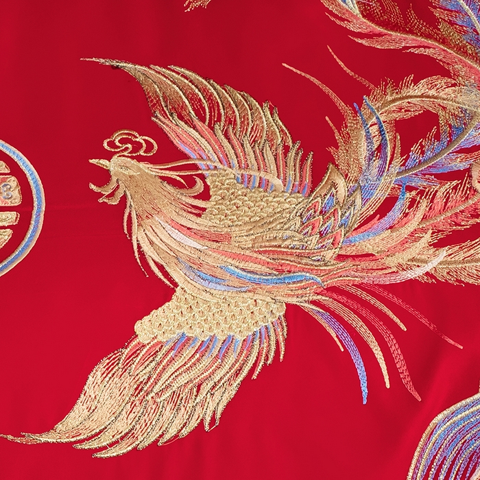 91家纺网 家纺一手货源 找家纺 梵克保罗 2025秋冬新款全棉绣花婚庆四件套六件套靠垫 棉7流苏大龙凤