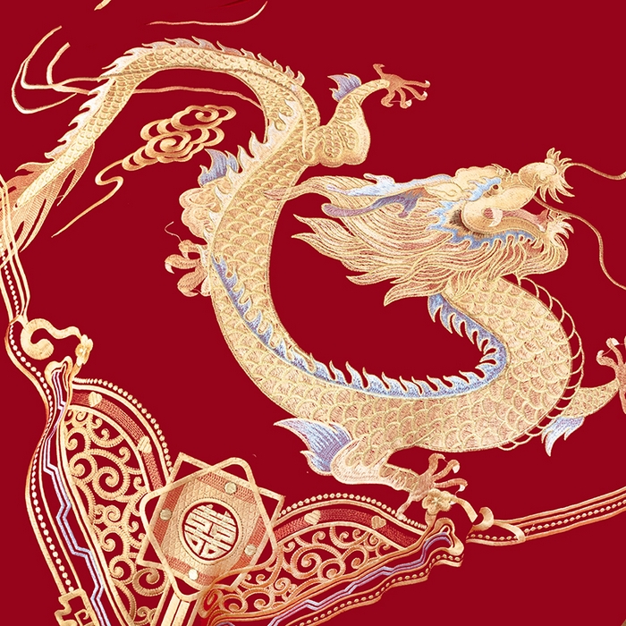 91家纺网 家纺一手货源 找家纺 梵克保罗 2025秋冬新款全棉绣花婚庆四件套六件套靠垫 棉比翼双飞