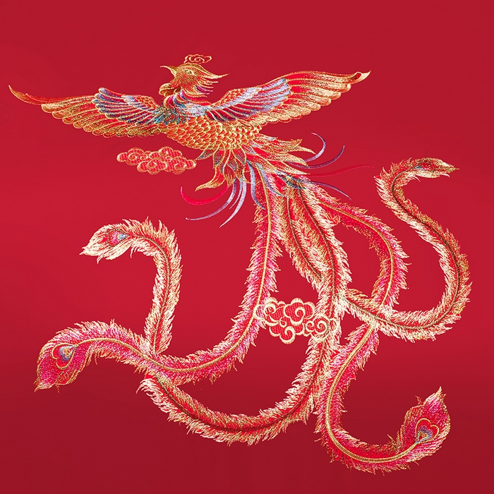 91家纺网 家纺一手货源 找家纺 梵克保罗 2025秋冬新款全棉绣花婚庆四件套六件套靠垫 棉盘龙绣凤