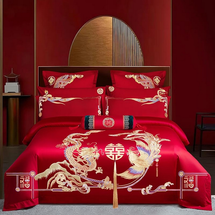 91家纺网 家纺一手货源 找家纺 （总）梵克保罗 2025秋冬新款全棉绣花婚庆四件套六件套靠垫