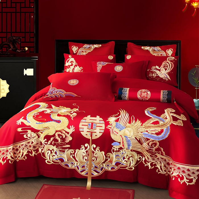 91家纺网 家纺一手货源 找家纺 （总）梵克保罗 2025秋冬新款全棉绣花婚庆四件套六件套靠垫