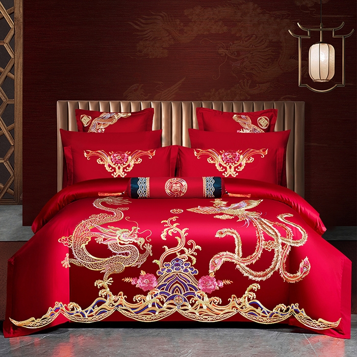 91家纺网 家纺一手货源 找家纺 （总）梵克保罗 2025秋冬新款全棉绣花婚庆四件套六件套靠垫