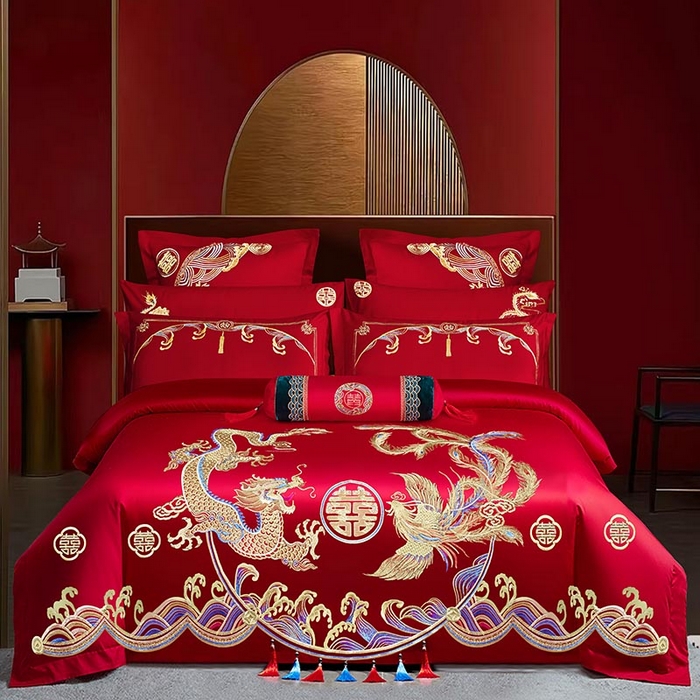 91家纺网 家纺一手货源 找家纺 （总）梵克保罗 2025秋冬新款全棉绣花婚庆四件套六件套靠垫