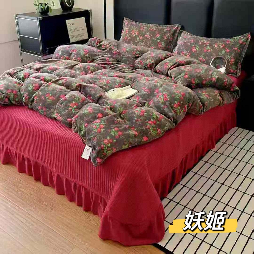 91家纺网 家纺一手货源 找家纺 （总）仟网汇 2025新款亲肤舒适双面牛奶绒床盖款四件套