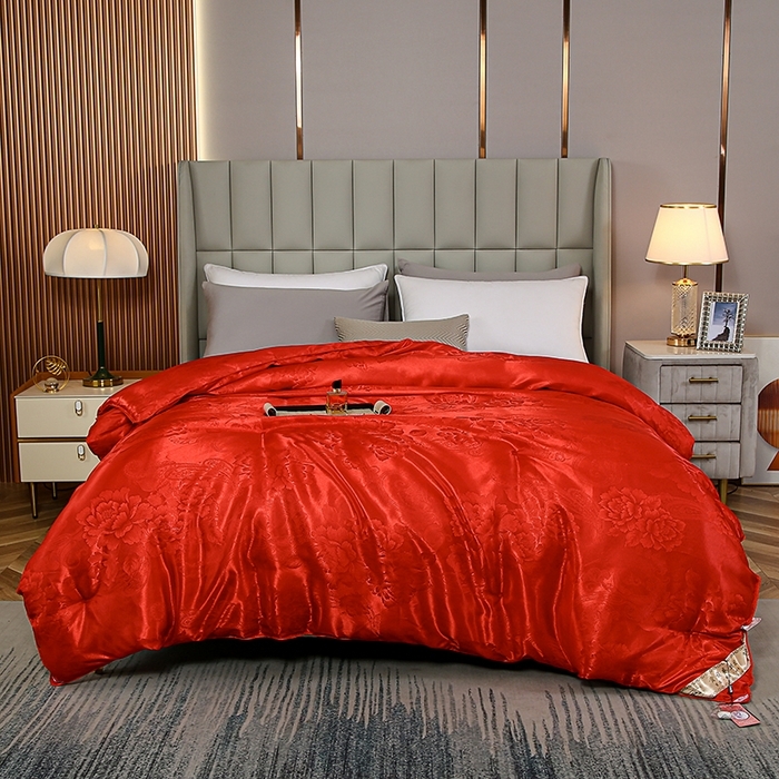 91家纺网 家纺一手货源 找家纺 （总）畅畅家纺 2025新款全棉活性喷气简约轻奢刺绣夹棉床盖款四件套-雅韵