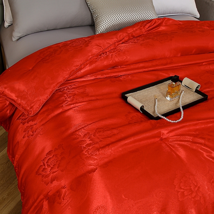 91家纺网 家纺一手货源 找家纺 （总）畅畅家纺 2025新款贡缎提花牡丹花封口羽丝棉被手工订花冬被夏被春秋被芯