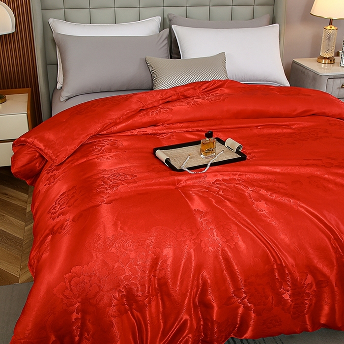 91家纺网 家纺一手货源 找家纺 （总）畅畅家纺 2025新款贡缎提花牡丹花封口羽丝棉被手工订花冬被夏被春秋被芯