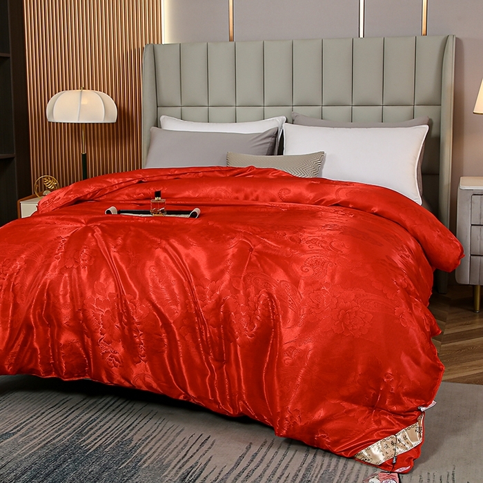 91家纺网 家纺一手货源 找家纺 （总）畅畅家纺 2025新款贡缎提花牡丹花封口羽丝棉被手工订花冬被夏被春秋被芯