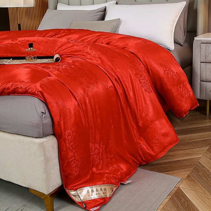 91家纺网 家纺一手货源 找家纺 （总）畅畅家纺 2025新款贡缎提花牡丹花封口羽丝棉被手工订花冬被夏被春秋被芯