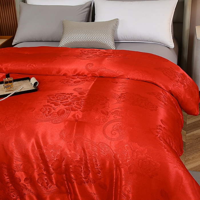 91家纺网 家纺一手货源 找家纺 （总）畅畅家纺 2025新款贡缎提花牡丹花封口羽丝棉被手工订花冬被夏被春秋被芯