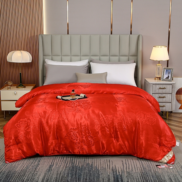 91家纺网 家纺一手货源 找家纺 （总）畅畅家纺 2025新款贡缎提花牡丹花封口羽丝棉被手工订花冬被夏被春秋被芯