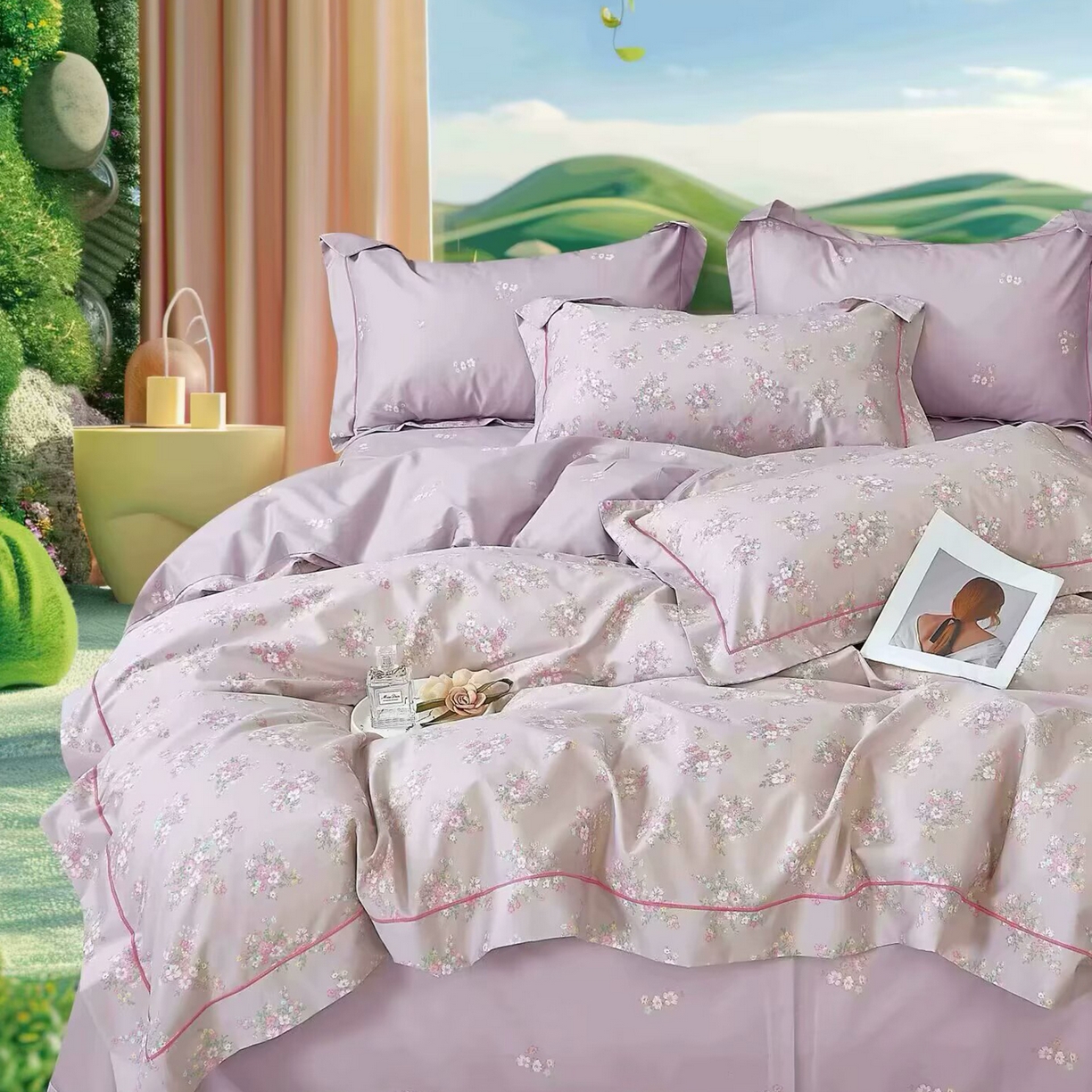 91家纺网 家纺一手货源 找家纺 （总2）未来家居 JAMES KELLY （铂金凯丽）2025新款40支13376全棉印染铂金长绒棉四件套-系列5