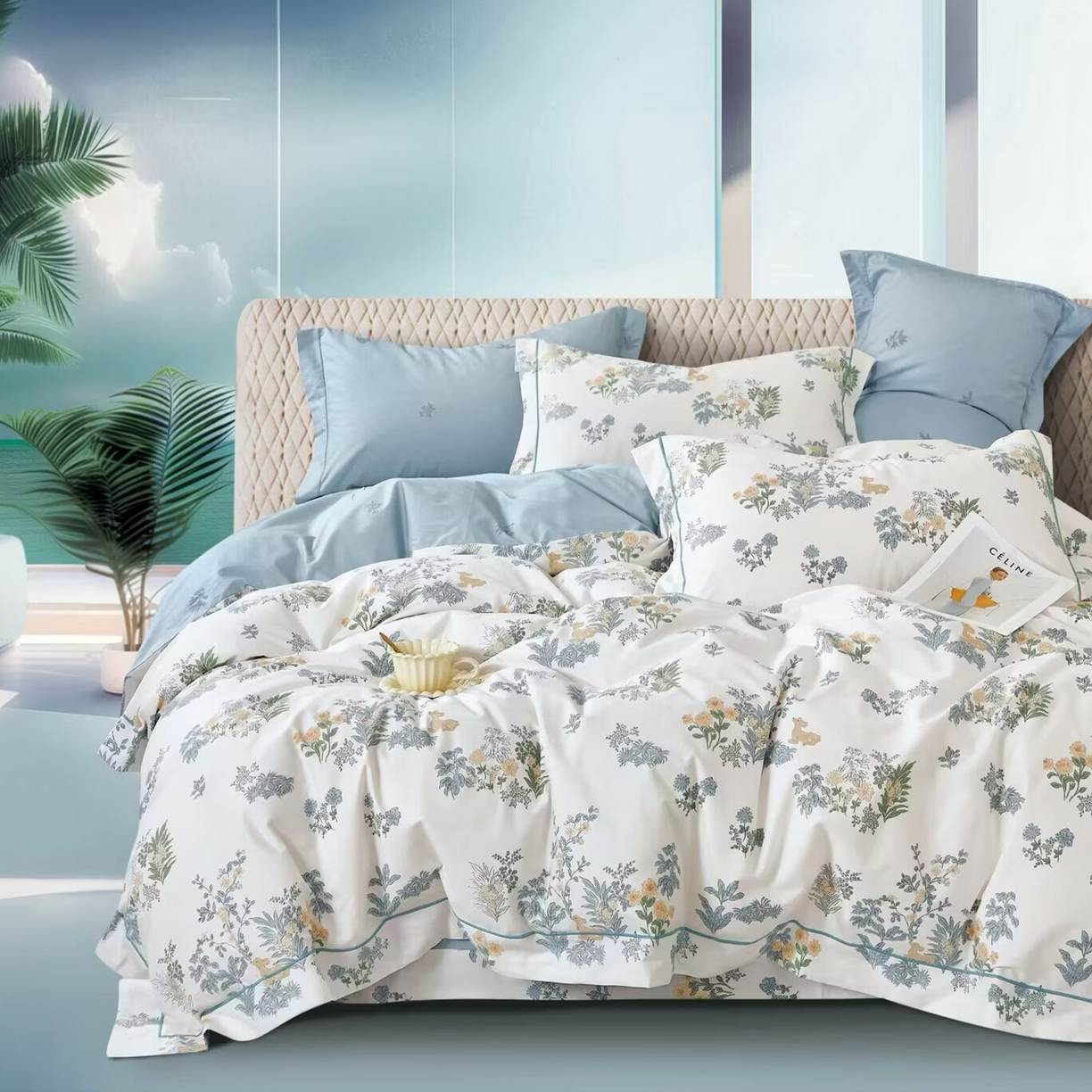 91家纺网 家纺一手货源 找家纺 （总2）未来家居 JAMES KELLY （铂金凯丽）2025新款40支13376全棉印染铂金长绒棉四件套-系列5