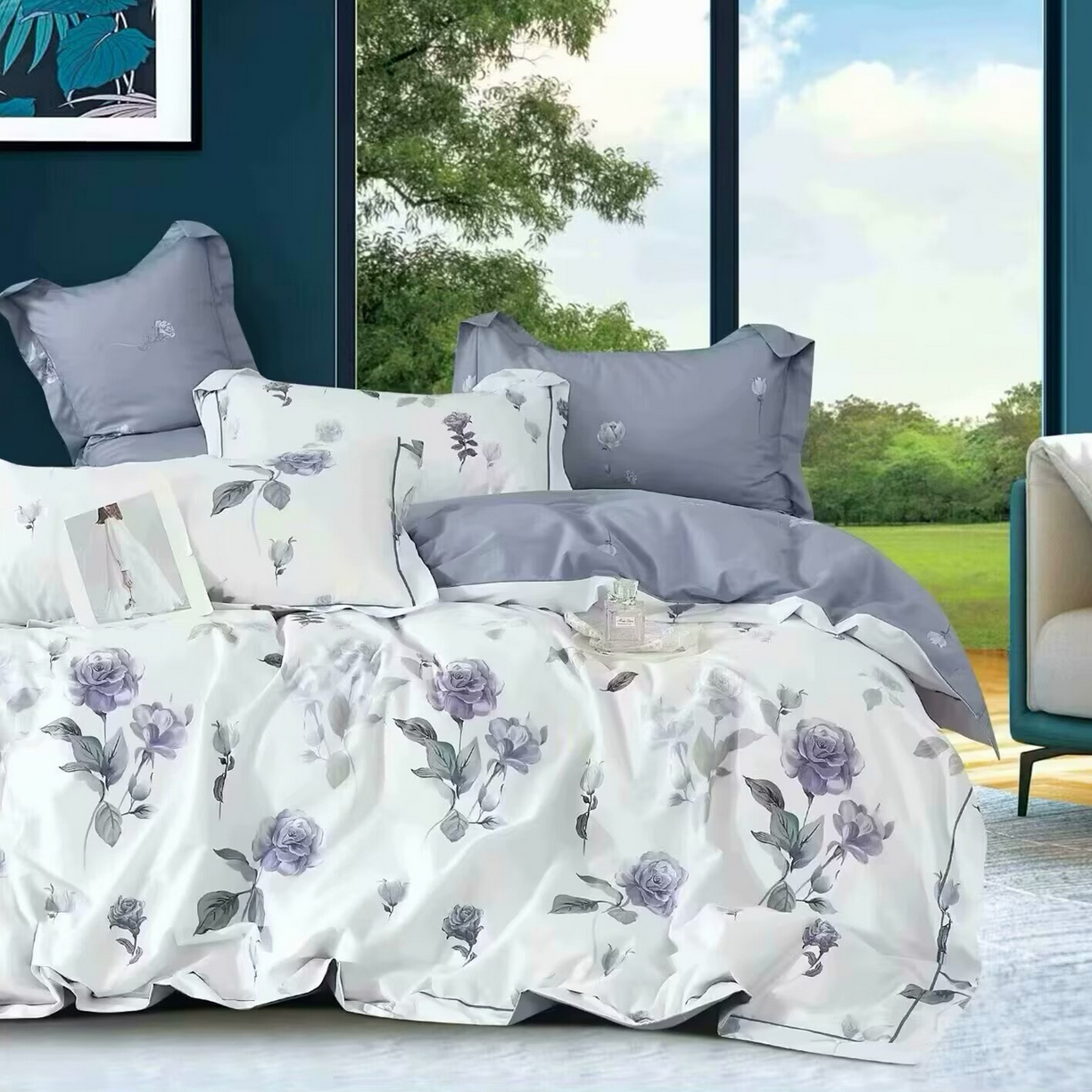 91家纺网 家纺一手货源 找家纺 （总2）未来家居 JAMES KELLY （铂金凯丽）2025新款40支13376全棉印染铂金长绒棉四件套-系列5