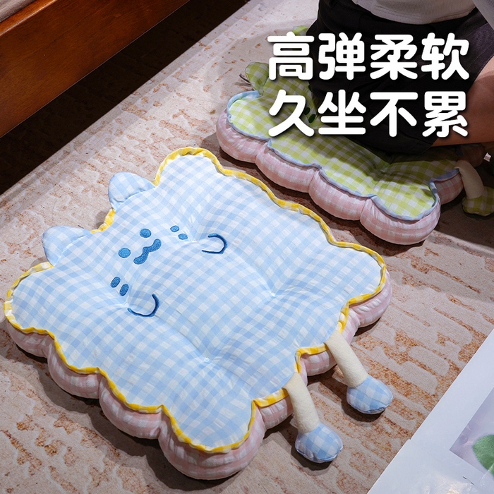 91家纺网 家纺一手货源 找家纺 仟亿莱 2025新款格子喵花边坐垫 组合图仅供展示-不可下单