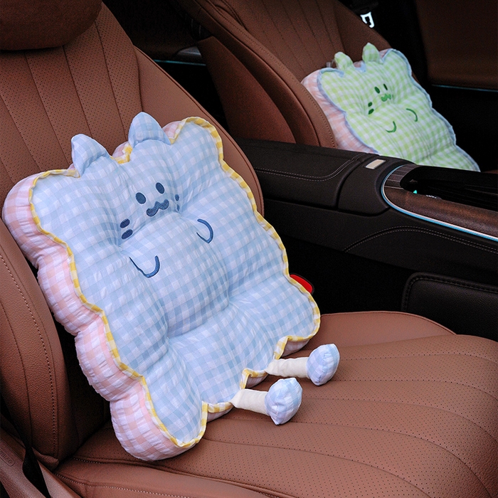 91家纺网 家纺一手货源 找家纺 仟亿莱 2025新款格子喵花边坐垫 花瓣黄格喵