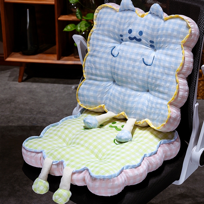 91家纺网 家纺一手货源 找家纺 仟亿莱 2025新款格子喵花边坐垫 组合图仅供展示-不可下单