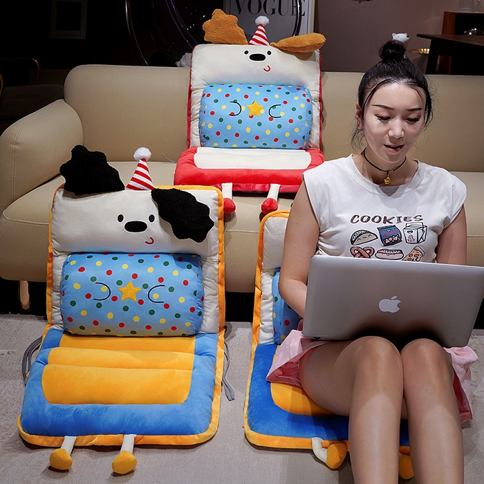 91家纺网 家纺一手货源 找家纺 （总）仟亿莱 2025新款翘耳小狗护腰横条连体坐垫