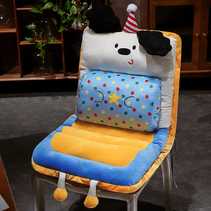 91家纺网 家纺一手货源 找家纺 （总）仟亿莱 2025新款翘耳小狗护腰横条连体坐垫