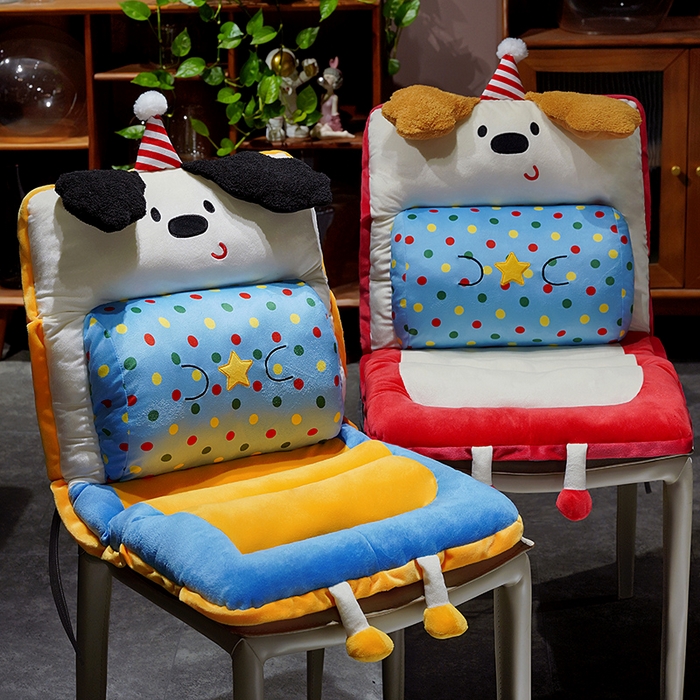 91家纺网 家纺一手货源 找家纺 仟亿莱 2025新款翘耳小狗护腰横条连体坐垫 组合图仅供展示-不可下单