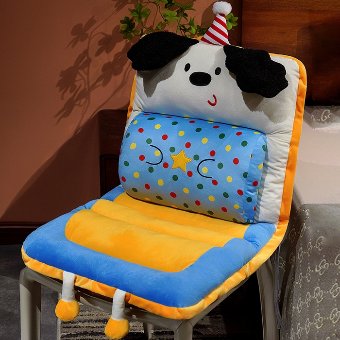 91家纺网 家纺一手货源 找家纺 仟亿莱 2025新款翘耳小狗护腰横条连体坐垫 组合图仅供展示-不可下单